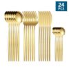24pcs Set Stainless Steel Cutlery  Portuguese Cutlery Spoon  Western Cutlery Set   Golden